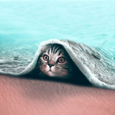 Large Surreal Cat Illusion African Animal Wildlife Surreal Photography by Julien Tabet