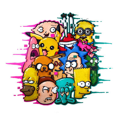 Huge Cartoon Wall Art Trippy Adventure Cartoon Doodle Illustration Drugs