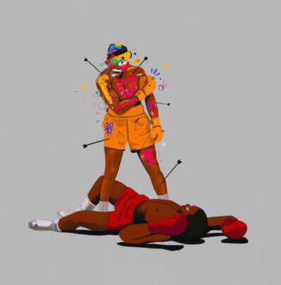 Large Muhammad Ali Pop Art Framed Fabric Wall Art