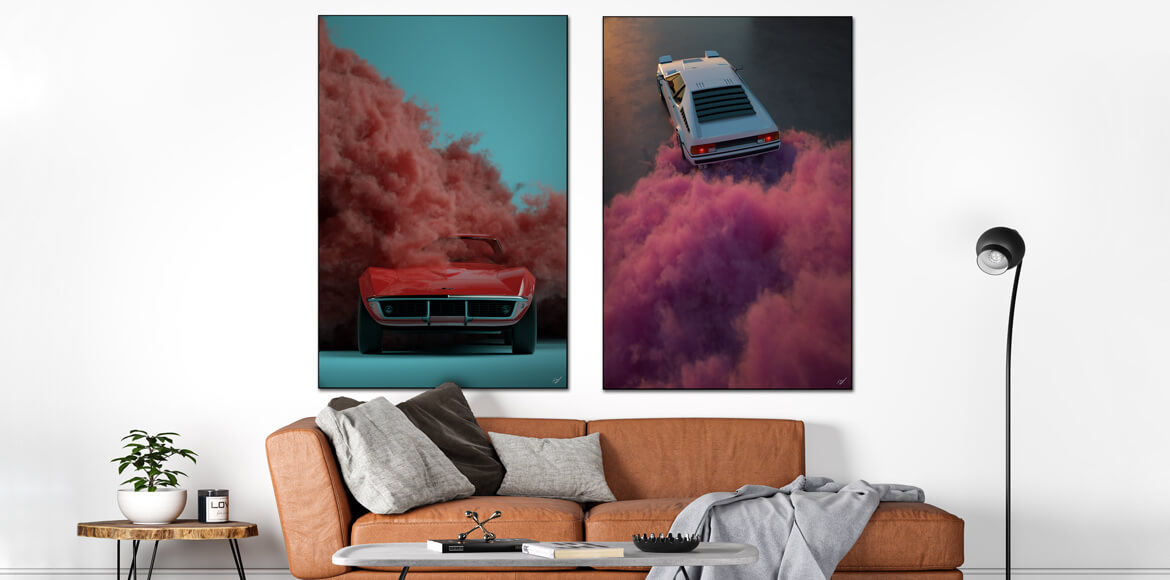 Two art pieces on a wall, , as an example of a large wall art trend