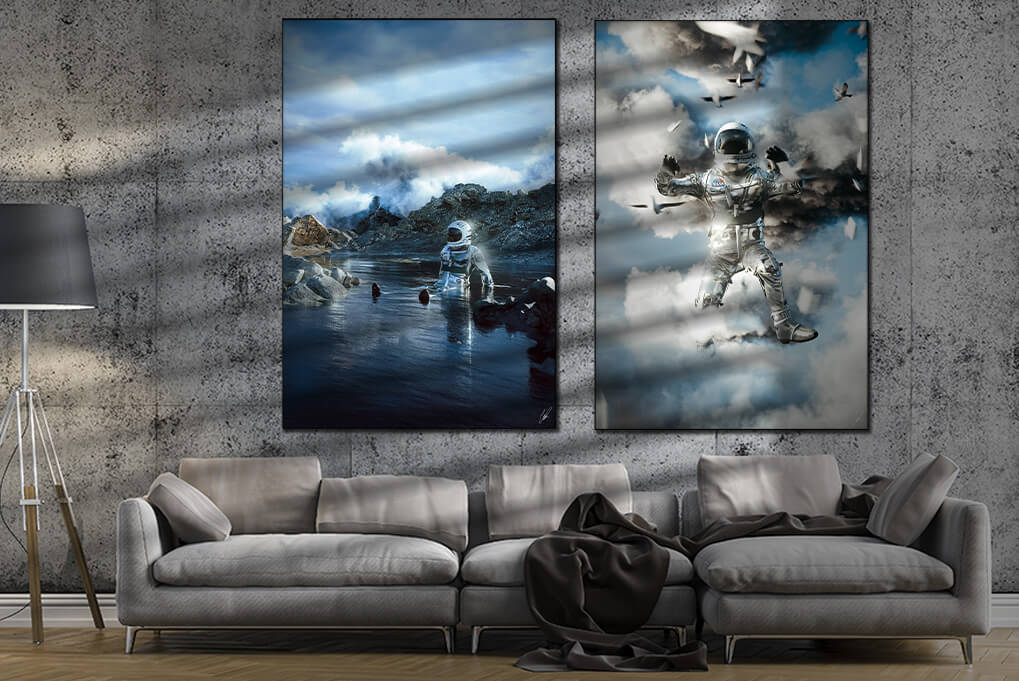 Oversized CGI Surreal Astronaut Wall Art by CaptvArt