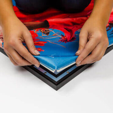 Inserting the Fabric into the frame close up