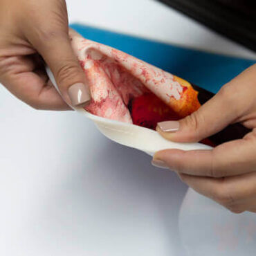 Silicone Beading close up on fabric prints