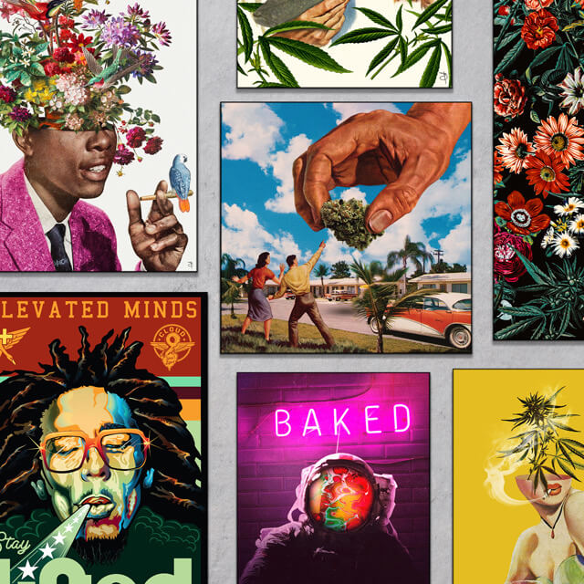 weed marijuana artwork decor large art walls smoke joint blunt