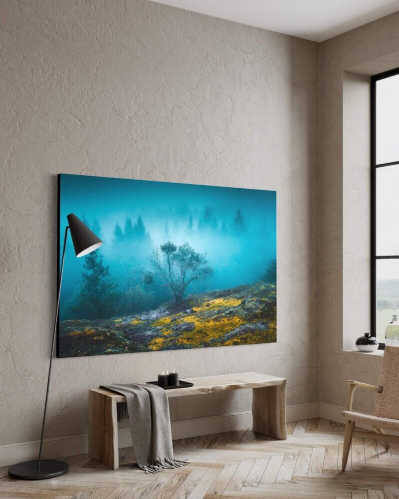 decor prints artwork oversized forrest foggy photograph