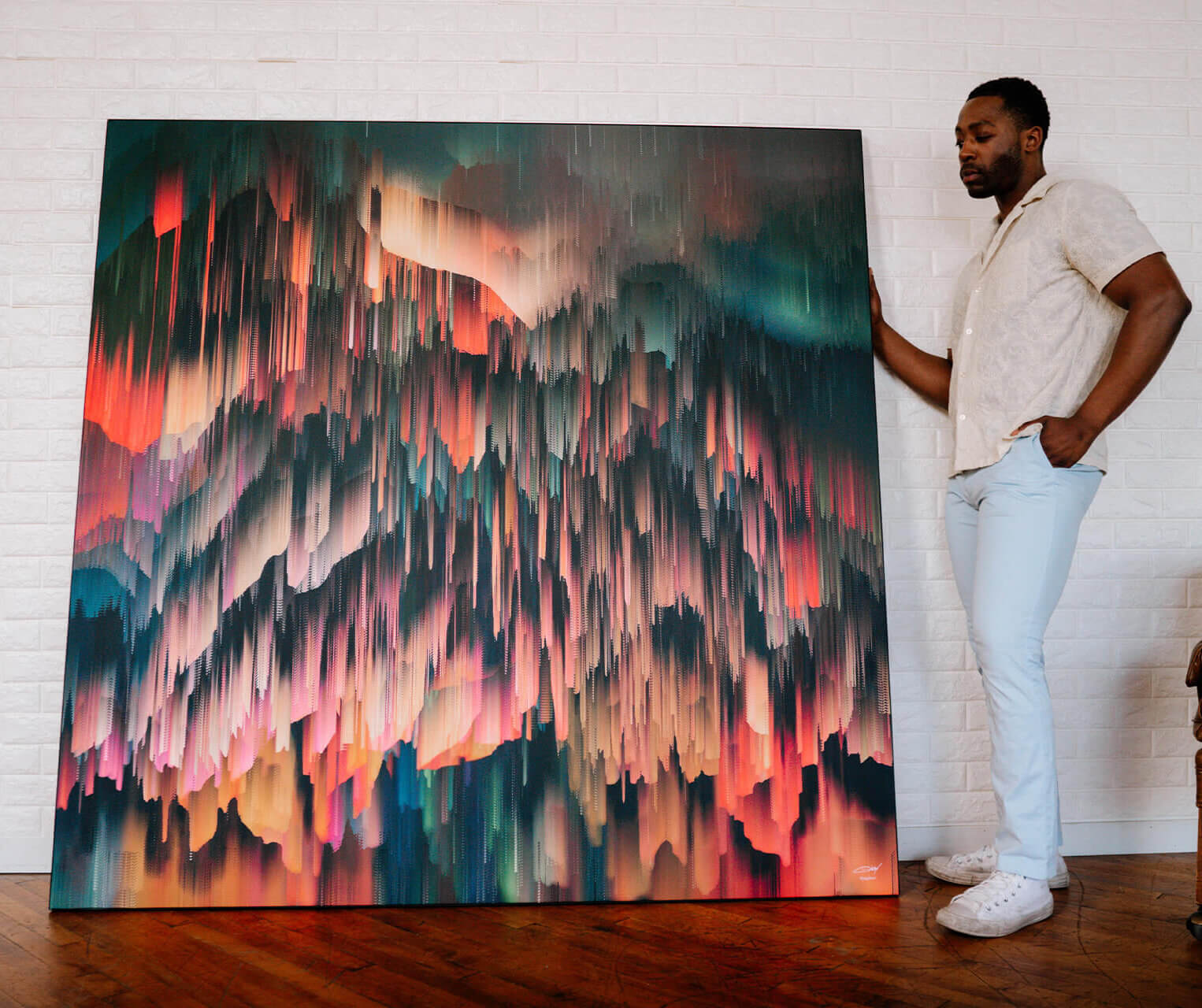 Colorful Abstract Art A Moment Made of Glass in size 72x72