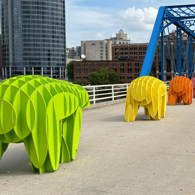 ArtPrize 2022 Featured Public Project exhibit on display on the Blue Bridge