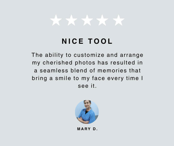 Five star review from verified customer of BIG Wall Decor who printed custom collage of photos.