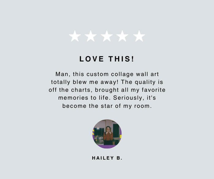 Five star review from verified customer of BIG Wall Decor who printed photo poster collage.