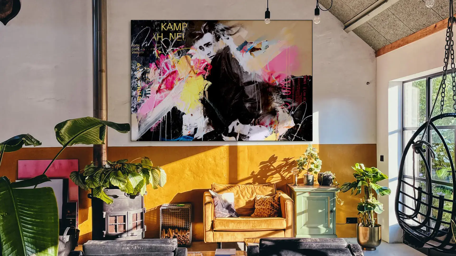 Large Boho Wall Art on the wall feauring James Dean