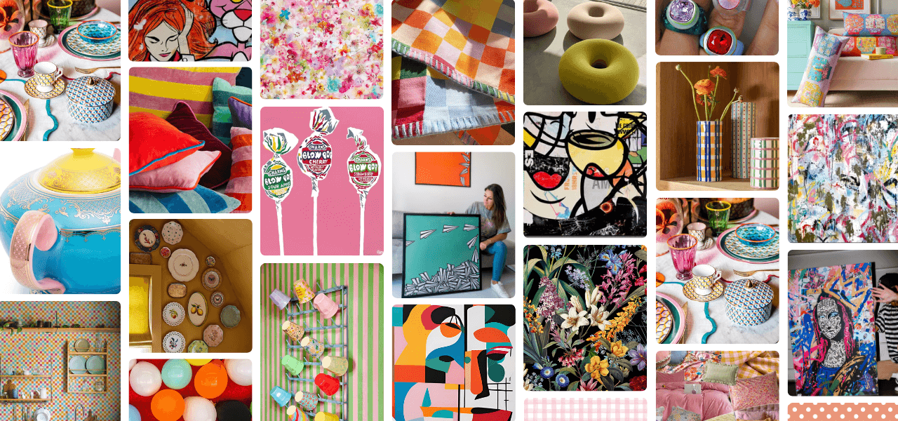 pinterest predicts trends of 2025 collage of trend number 1 which is Mix and Maximalist
