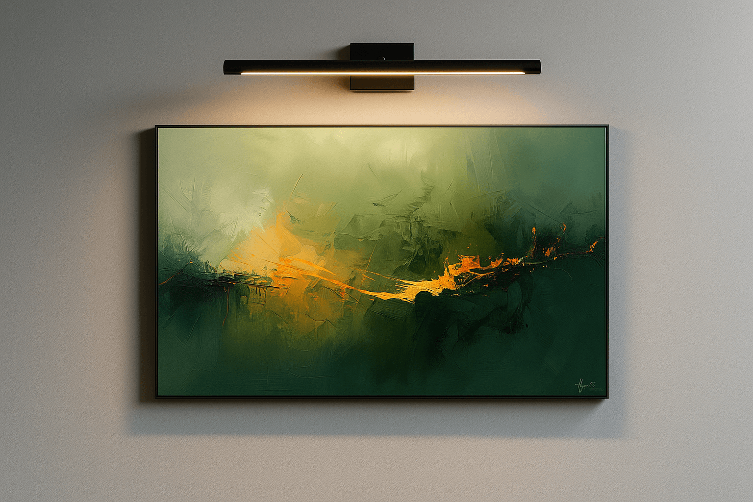 green and amber abstract under warm lighting