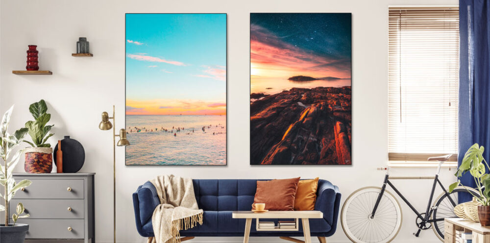 Big Nature Mountain Beach Landscape Framed Fabric Wall Art by Jessica Vide and Zach Doehler