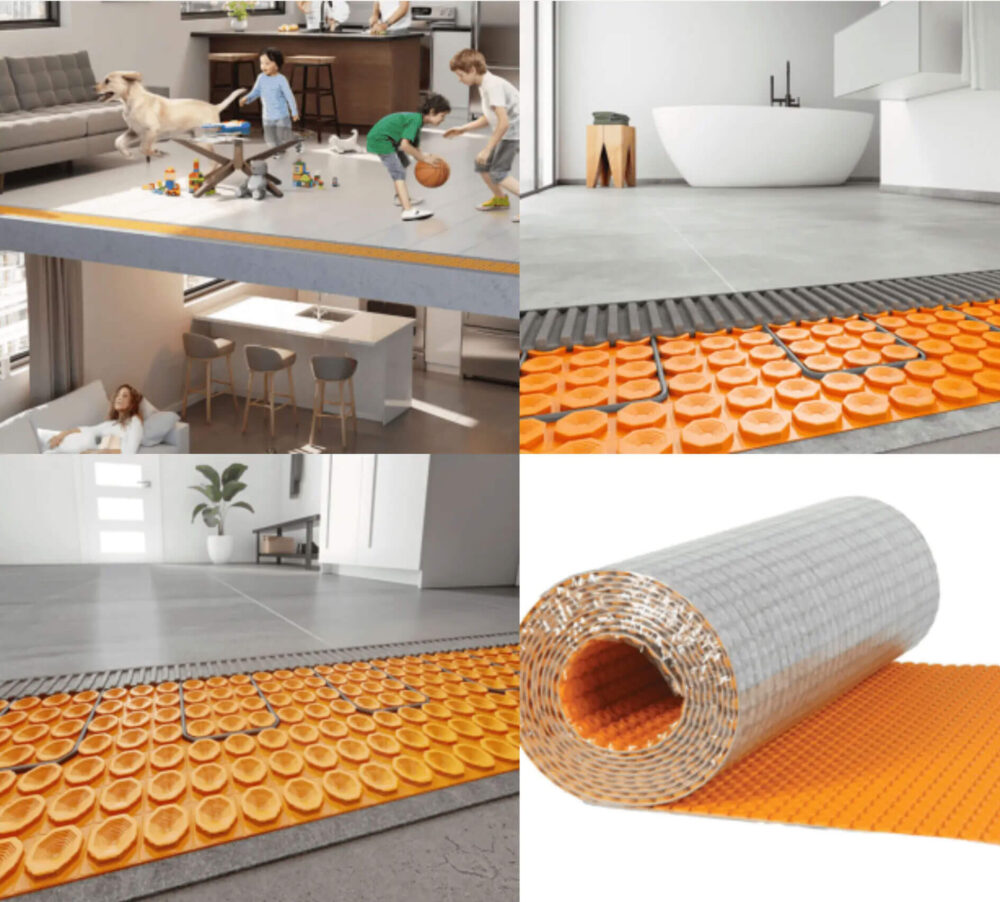 Gallery of 4 images showing how underfloor heating systems work.