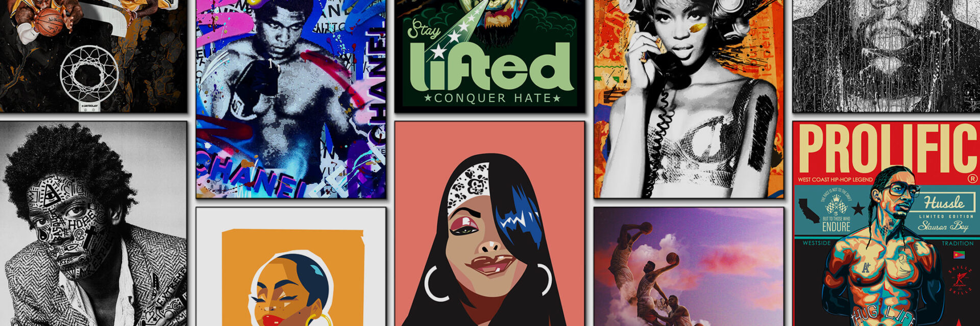 Wall Art Showcasing Famous Black Athletes, Artists, and Icons