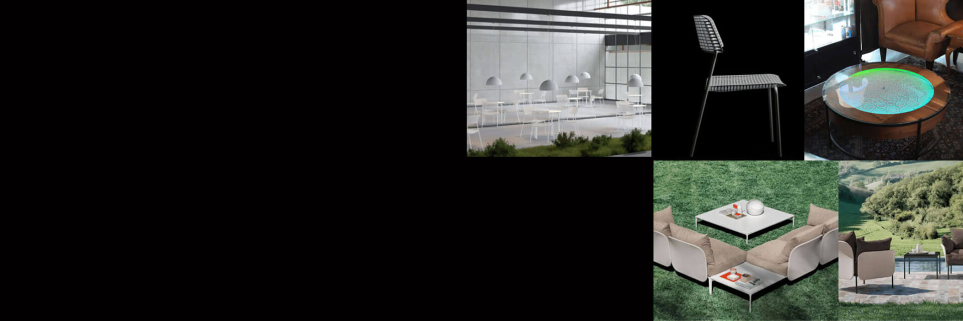 Gallery of 5 images showing individual dining chairs and then staged dining rooms featuring the chairs in neutral and white themed spaces.