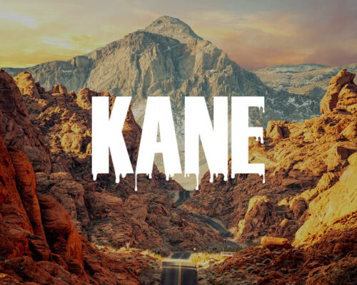 Rocky mountain photo with Kane signature in white