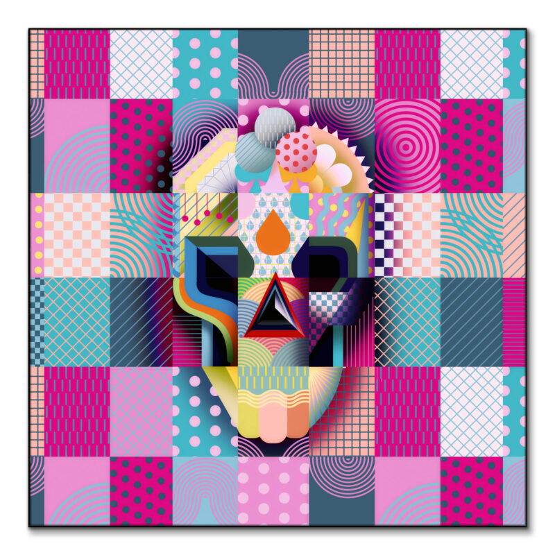 Happy Skull Magenta Wall Art by Ali Gulec