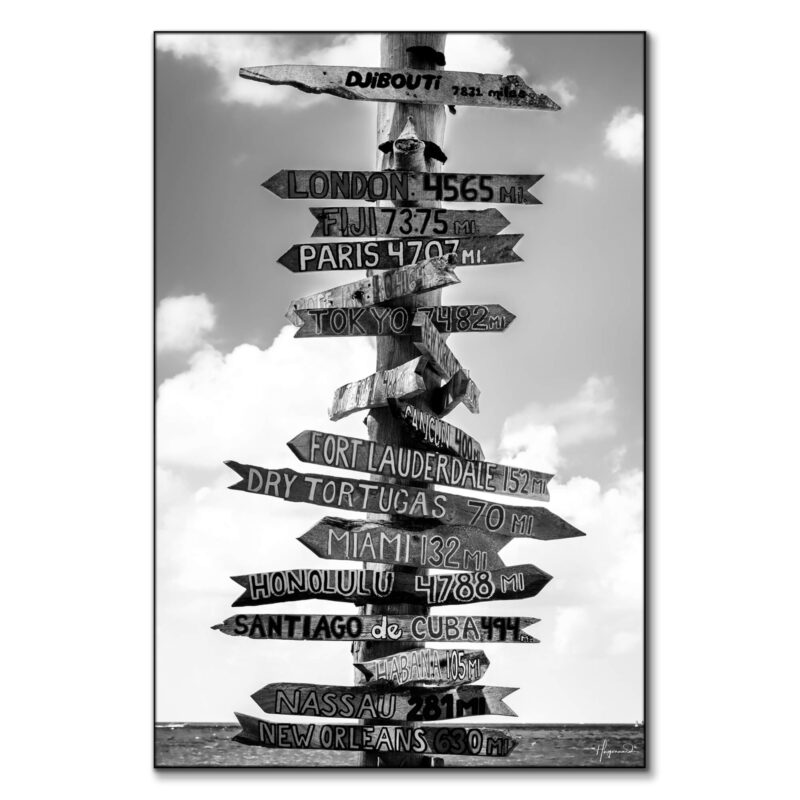 Destination Sign Black and White Wall Art by Philippe HUGONNARD