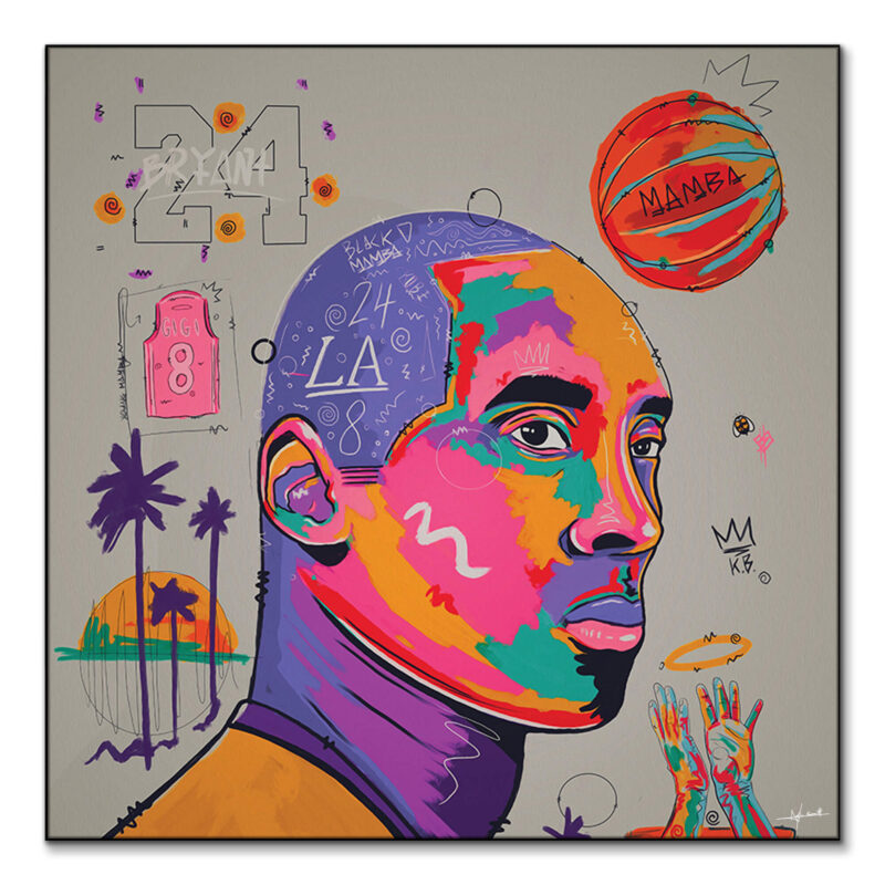 KOBE Grey Purple Wall Art by Nuwarhol