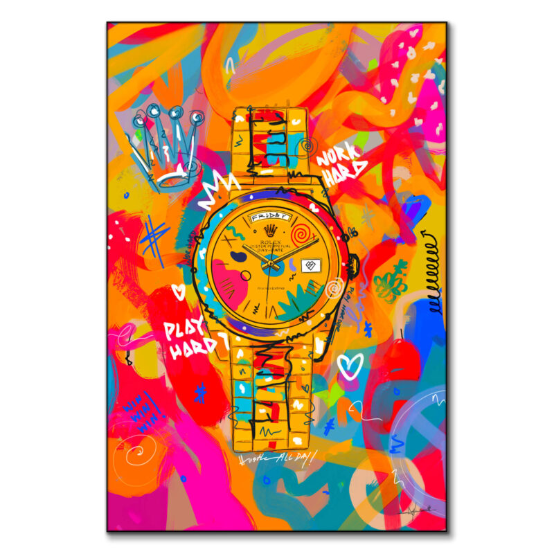 Hussle Hard Vibrant Wall Art by Nuwarhol