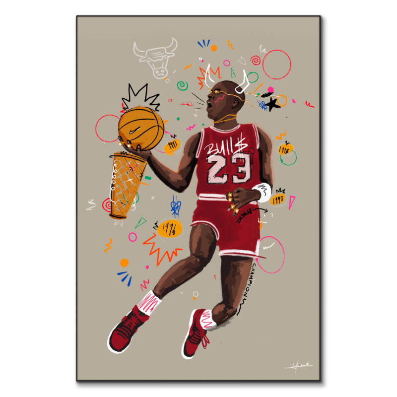 Flying Bull Colorful Wall Art by Nuwarhol