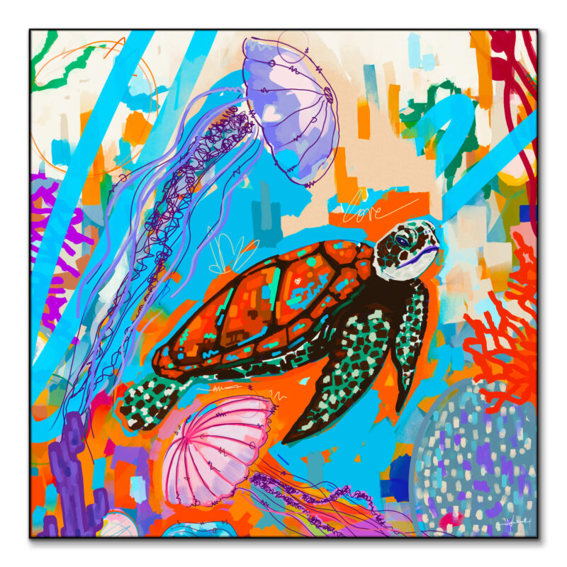 Sea Turtle Vibrant Wall Art by Nuwarhol