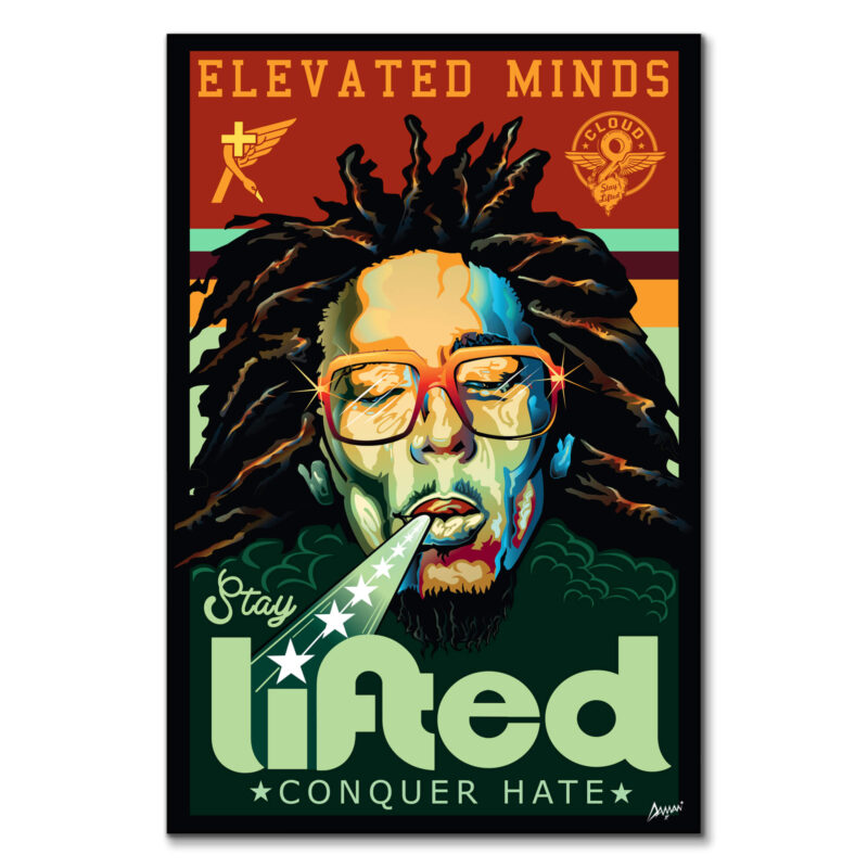 Bob Marley Elevated Minds Dark Wall Art by Kelley Jackson