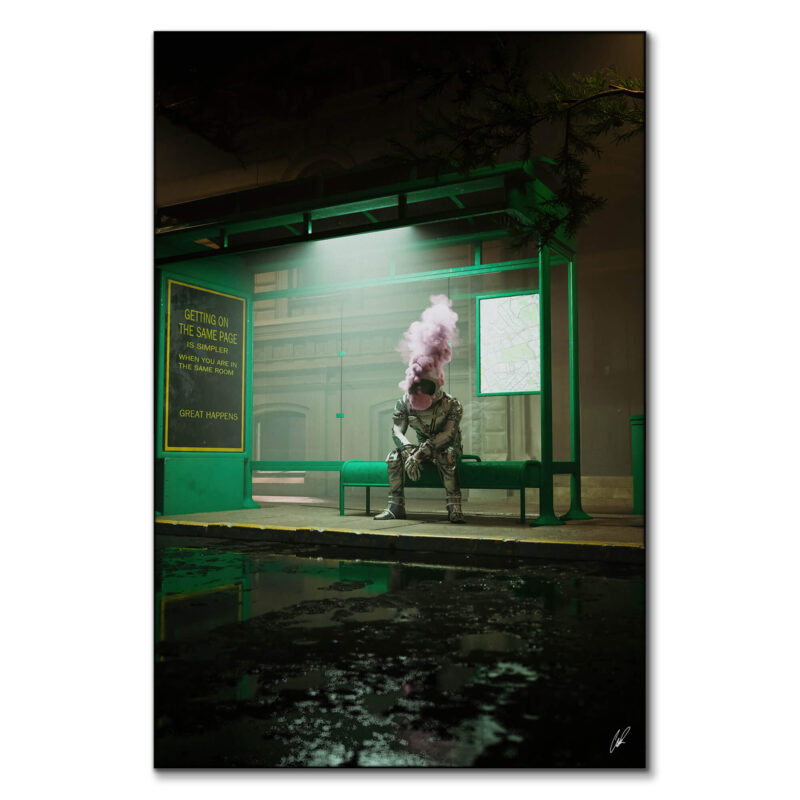 Astro Bus Stop Dark Wall Art by CaptvArt