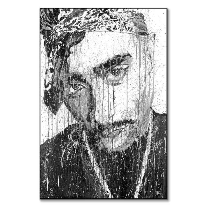 Tupac Drip Black and White Wall Art by P Muir Art