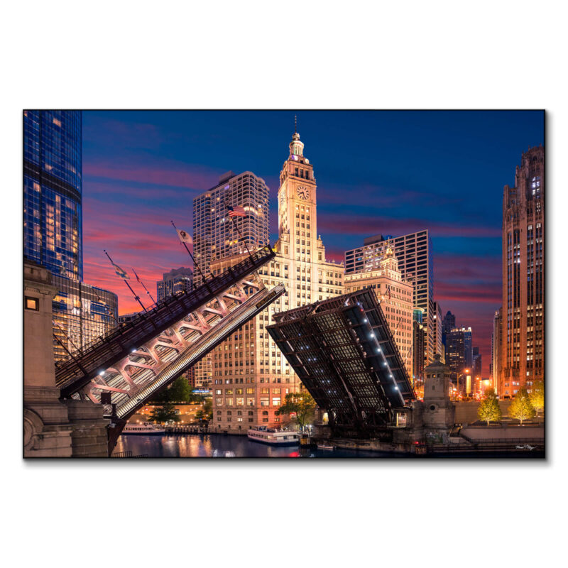 Wrigley Sunset Dark Wall Art by Michael Meyers