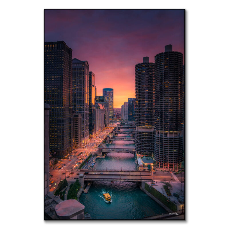 Chicago Sunset Vibrant Wall Art by Michael Meyers