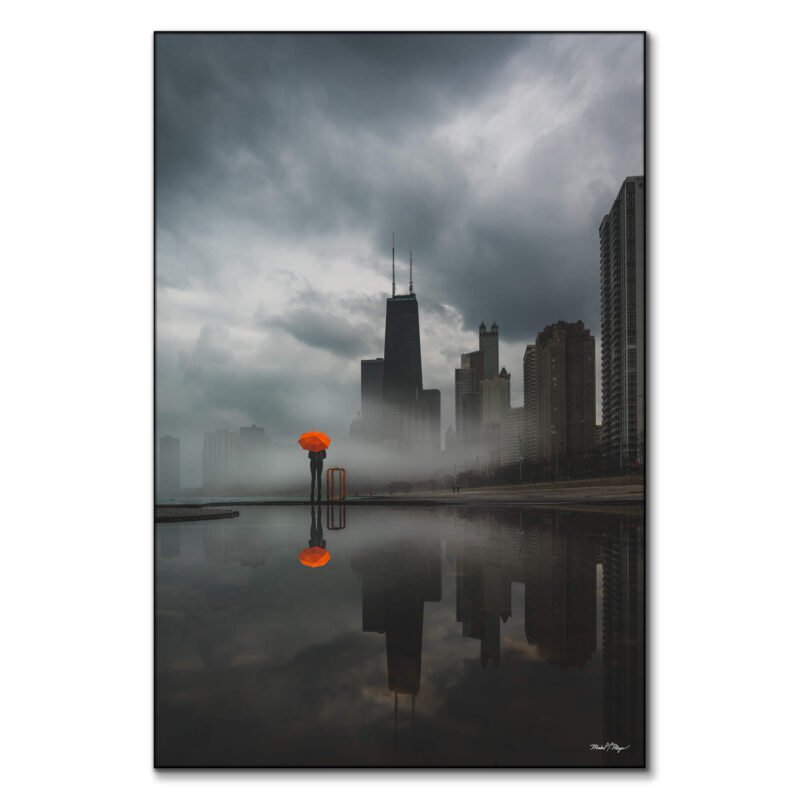 Chicago Rain Dark Wall Art by Michael Meyers