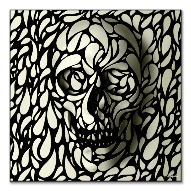 Trippy Skull Black and White Wall Art by Ali Gulec