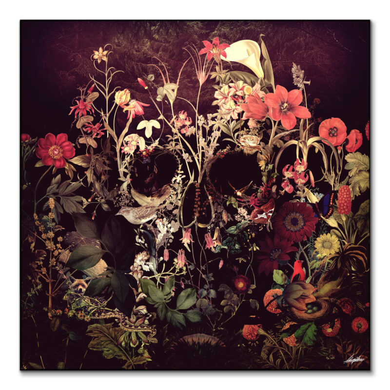 Bloom Skull Red Wall Art by Ali Gulec