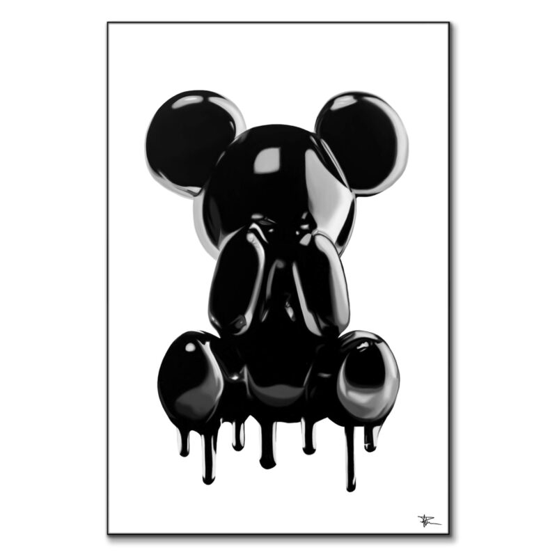 Drippy Bear 6 Black and White Wall Art by P Muir Art