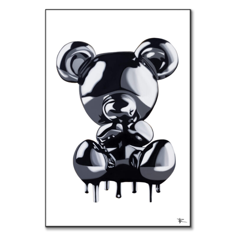 Drippy Bear 13 Black and White Wall Art by P Muir Art