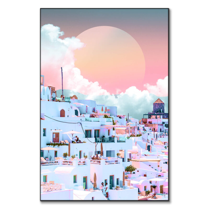 Santorini Greece Vibrant Wall Art by BambashkART