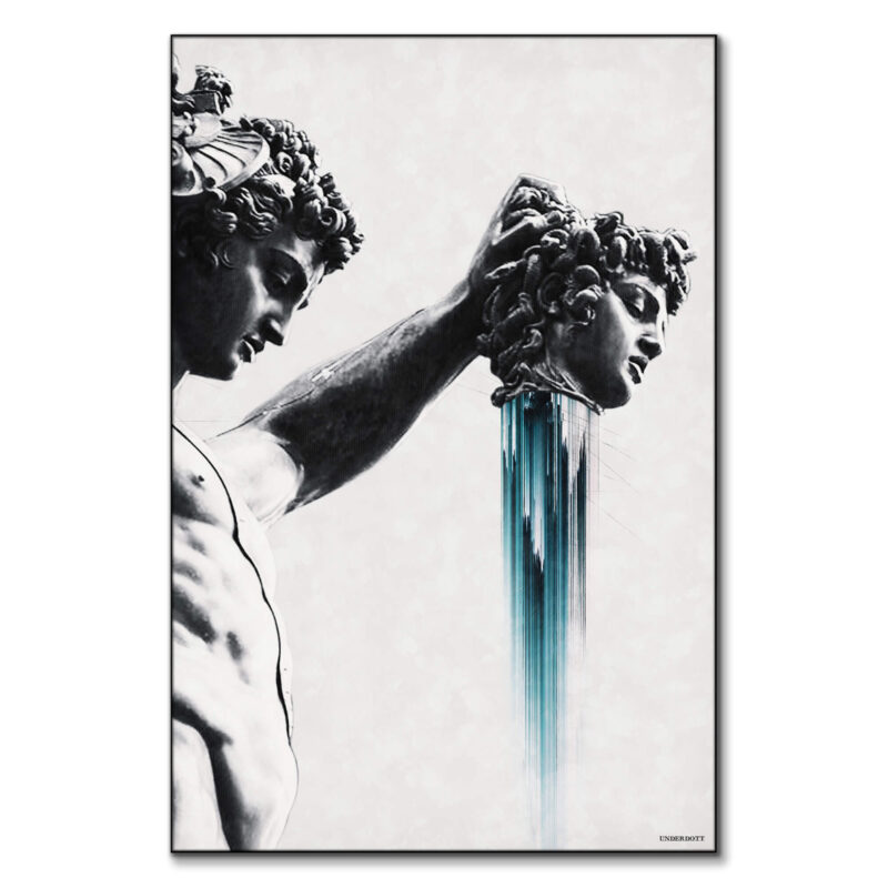Perseus and Medusa Black and White Wall Art by Underdott