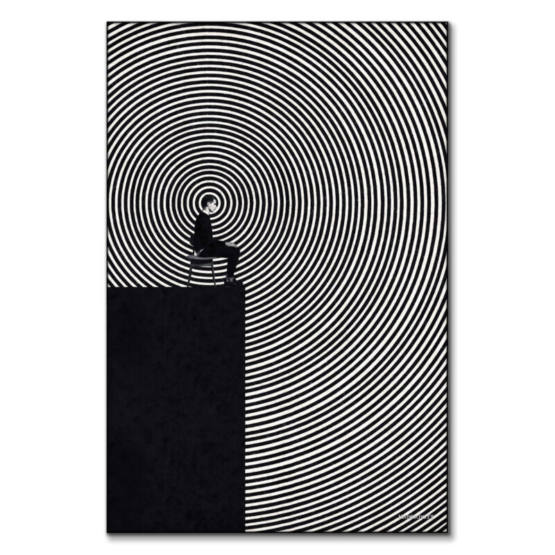 Concentric Hypnosis Black and White Wall Art by Underdott