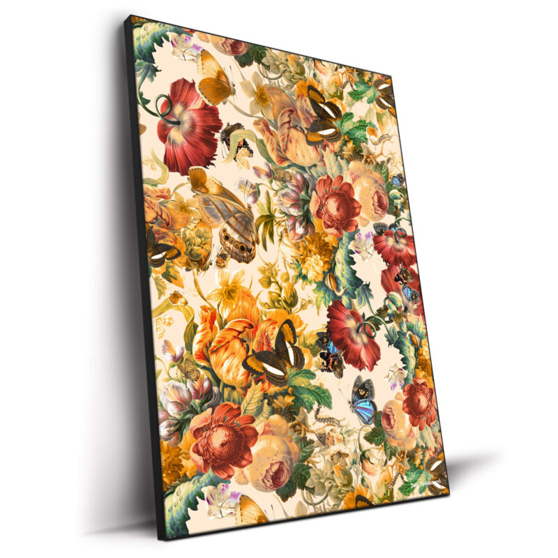 Butterfly and Floral Pattern Colorful Wall Decor by Burcu Korkmazyurek