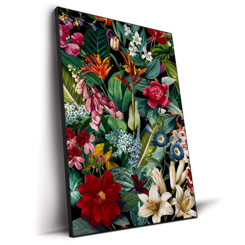 Chintzy Florals Night Dark Wall Decor by Burcu Korkmazyurek