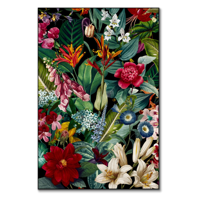 Chintzy Florals Night Dark Wall Art by Burcu Korkmazyurek