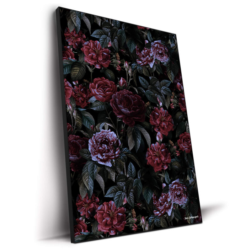 Roses Moon Garden Dark Wall Decor by Burcu Korkmazyurek