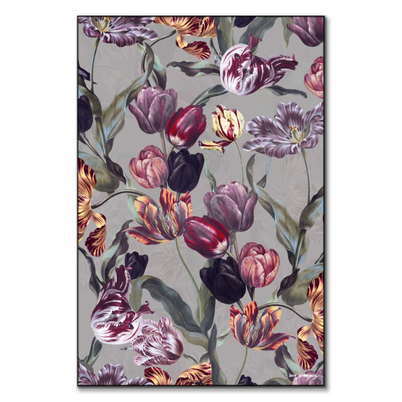 Magic Tulips Pattern Purple Wall Art by Burcu Korkmazyurek