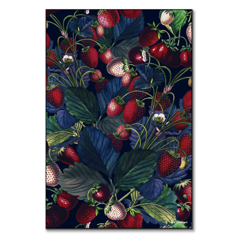 Strawberry Fields Forever III Night Dark Wall Art by Burcu Korkmazyurek