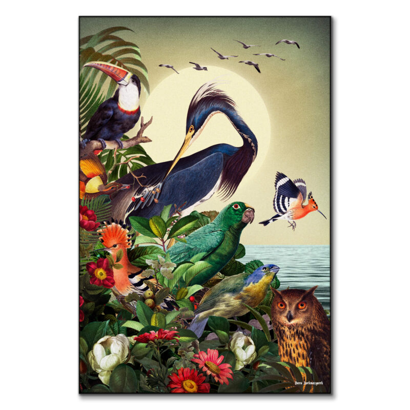 Birds World Green Wall Art by Burcu Korkmazyurek