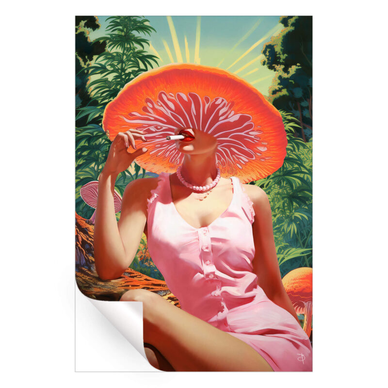 Mushroom Forest Green Wall Art by BambashkART