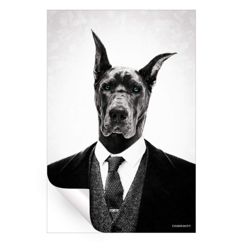 Black Dog Black and White Wall Art by Underdott