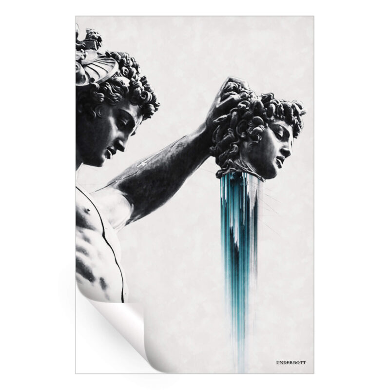Perseus and Medusa Black and White Wall Art by Underdott